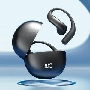 XPAU Open Ear Bluetooth Headphones, AI Noise Cancelling Air Conduction Sport Ear Buds with Earhook,60H Playtime IPX7 Waterproof Earphone,Wireless Workout Running Gym Headset for Cycling Phone (Black)