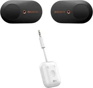Sony WF-1000XM3 True Wireless Noise-Canceling Earbud Headphones Bundle (Black) Bundle with Wireless Audio Adapter (2 Items)