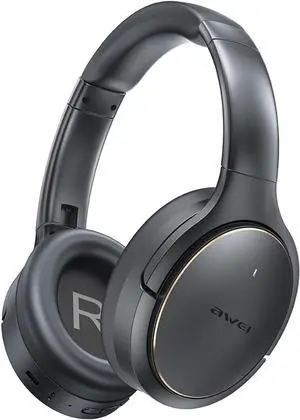 AWEI AT20 Over-Ear Bluetooth 6.0 Headphones - 5 Mic Hybrid ANC+ENC, HiFi 40mm Drivers, 65H Playtime, 800mAh Battery, APP Control - Wireless for Travel/Work/Gaming/Music/Calls, Deep Bass, Clear Sound