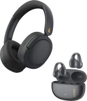 Edifier W800BT Pro Over-Ear Active Noise Cancelling Headphones & R1 Open-Ear Clip Earbuds - Hi-Res Audio, Fast Charging, Bluetooth 5.4, All-Day Comfort for Work/Travel/Sports