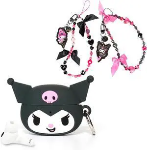 iFace Sanrio Kuromi Case for AirPods Pro + My Melody 50th & Kuromi 20th Anniversary Beaded Wristlet Universal Charm Strap Set