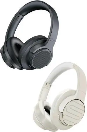 Soul Electronics Bundle of Black Noise Cancelling Over-Ear Bluetooth Headset and Beige Wireless On-Ear Headphones, Deep Bass, Foldable, Low Latency