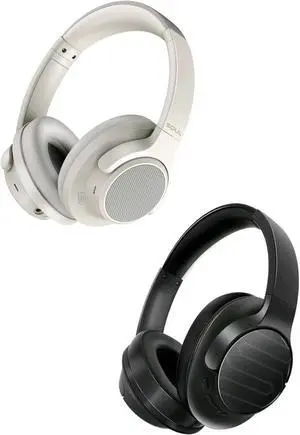 Soul Electronics Bundle of Beige Noise Cancelling Bluetooth Headset and Black Wireless Over-Ear Foldable Headphones, USB-C Quick Charging, Deep Bass