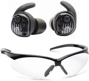 Walkers GWP-ISLR Isolator in-Ear Earbuds (Black) Bundle with Sport Shooting Glasses (Clear) (2 Items)