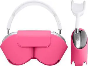 kwmobile Case Compatible with Apple AirPods Max Case - Sleep Mode Compatible - Polyester Protective Cover for Headphones - Fuchsia
