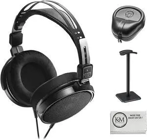 Audio-Technica ATH-R30x Open-Back Reference Headphones with Full-Sized Hard Headphone Case + Headphones Stand & Cloth (4 Items)