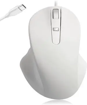 Matias Premium Wired USB-C PBT Computer Mouse - High Precision, Ergonomic Design - Left Right Hand Use - Home and Office Use - Compatible for PC, MacBook, Chromebook, Laptop, Desktop - (White)