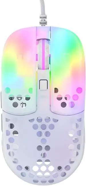 Xtrfy MZ1, Ultra-Light Wired Gaming Mouse, Cutting-Edge Pixart 3389 Sensor, Unique Shape for Optimum Aim, Adjustable RGB Lighting, Zys Rail Edition (White)