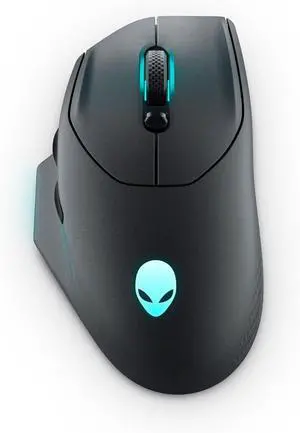 Alienware Wireless Gaming Mouse AW620M - Wireless/Wired, 1 x USB - 4 pin USB Type A, 26000 dpi, 3.52oz (99g) Weight, 7 Buttons, Non-Slip Grip, up to 140 Hours of Gaming - Dark Side of The Moon