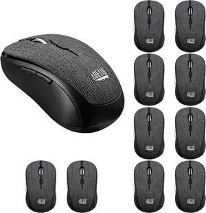 Adesso Lot of 10 Pcs Multipack iMouse S80B 24Ghz Fabric Wireless Black Fabric Mini Optical Mouse