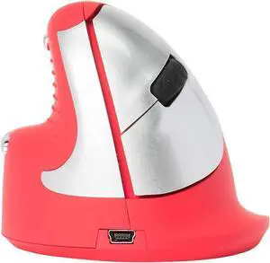 R-Go HE Sport Vertical Ergonomic Mouse, Bluetooth, for Left Handed, WithBreak Software, Rechargeable, Resolution (DPI) 800/1200/1600/2400, Compatible for Windows/MacOS - Red