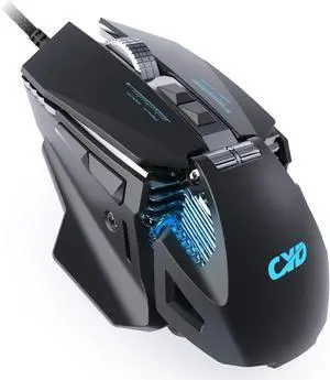 C303 RGB Backlit Wired Gaming Mouse with 7200DPI Optical Sensor, 8 Programmable Buttons, USB Computer Mouse Lightweight PC Gaming Mice, Mouse Gamer for Laptop PC Mac, Black