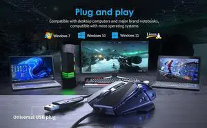 CYD C300 Wired Gaming Mouse for PC Computer Windows Mac Laptop, Ergonomic Gaming Mice RGB Backlit USB Wired Mouse with 12800DPI Optical Sensor, Adjustable Weights, 7 Programmable Buttons