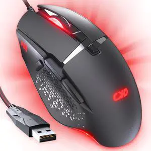C309 Gaming Mouse Wired, USB Computer Mouse for Game & Daily, RGB Backlit, 4 Adjustable DPI Up to 12800 DPI, 8 Programmable Buttons Ergonomic Mice for PC, Laptop, Mac, Windows, Matte Black