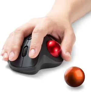 SANWA Bluetooth Trackball Mouse GMABTTB130BK + Orange 34mm Replacement Ball Bundle Set, Silent Click Rollerball Mouse, 600/800/1200/1600 DPI, Compatible with Mac, Laptop, PC, Windows, macOS