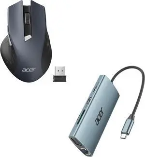 acer Wireless Mouse OMR266 Bundle with USB C Hub with 4K HDMI
