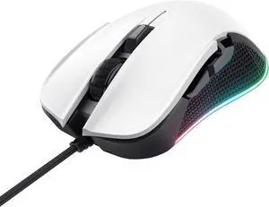 Trust Gaming Mouse GXT 922W Ybar Full RGB LED Illuminated, 200-7200 DPI, 6 Responsive Buttons, Braided USB Cable for Computer/Laptop/PC - White