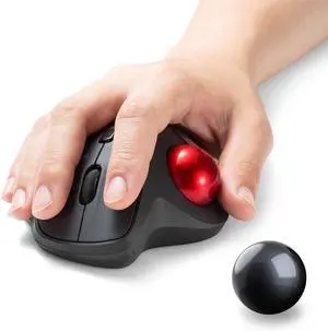 SANWA Bluetooth Trackball Mouse GMABTTB130BK + Black 34mm Replacement Ball Bundle Set, Silent Click Rollerball Mouse, 600/800/1200/1600 DPI, Compatible with Mac, Laptop, PC, Windows, macOS