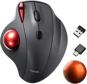 SANWA 2.4G Wireless Trackball Mouse GMAWTB168 + Orange 34mm Replacement Ball Set, Rollerball Mice, Programmable Silent Button, Rechargeable Compatible for PC, Mac, Windows, Laptop