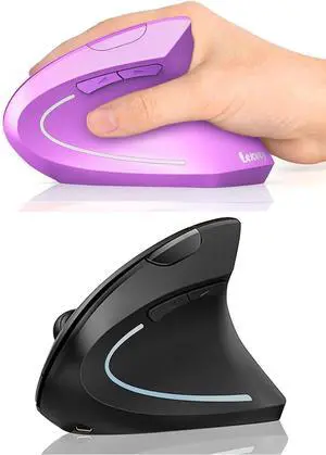 Lekvey Ergonomic Mouse Black + Ergonomic Mouse Purple