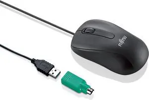 Fujitsu USB Ps2 3 Button Wheel Laser Mouse with Tilt-Wheel-Function - Black S26381-K468-L100