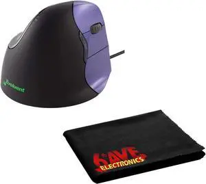 Evoluent VM4S Vertical Mouse 4 Right Hand (Wired) + Microfiber Cleaning Cloth (Basic Bundle)