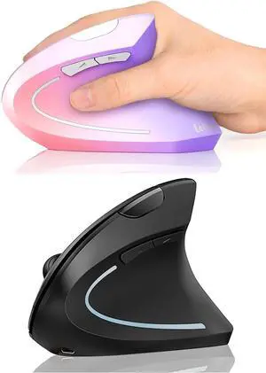 Lekvey Ergonomic Mouse Black + Ergonomic Mouse Pink to Purple