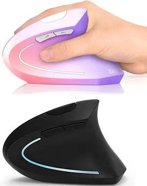 Lekvey Ergonomic Mouse Black + Ergonomic Mouse Pink to Purple