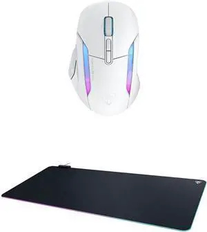 Turtle Beach PC Gaming Bundle: Kone II Air Wireless Gaming Mouse, Ergonomic 4D Scroll Wheel, Customizable RGB (Arctic White) + Sense AIMO XXL Ultra-Wide LED Gaming Desktop Mousepad (Black)