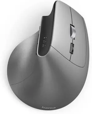 Hama ergonomic mouse "EMW-700", 2.4 GHz 2 x BT 4.2 (vertical mouse wireless for three devices, high edge mouse with rechargeable battery, dpi 1000, 1600, 2400, 8 buttons, prevent mouse arm) anthracite