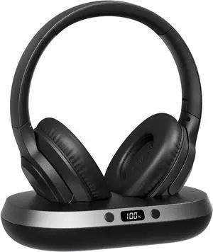 Wireless Headphones for TV,2.4GHz TV Headphones Wireless for Seniors with Transmitter Charging Base, Support Optical,AUX,RCA and USB, High Volume No Audio Delay, Plug and Play, 65hr Playtime