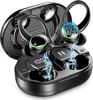 Wireless Earbuds, 2025 Bluetooth 5.4 Headphones Sports, 50H Playback Over-Ear buds with ENC Noise Cancelling Mic, Deep Bass Fitness Earphones with Earhooks, IP7 Waterproof Headset for Gym Workout