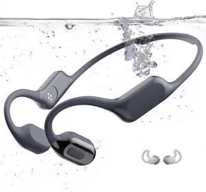 Swimming Headphones, Bone Conduction Headphones Bluetooth 5.4, IPX8 Waterproof with 32GB MP3 Player, Open Earphones with Safelight, Underwater Headphone for Swimming, Night Running, Cycling