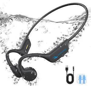 Bone Conduction Swimming Headphones Underwater,IPX8 Waterproof Bluetooth 5.4 Open Ear Headphones with 32G MP3 Memory for Swimming,Running, Cycling and More Activities
