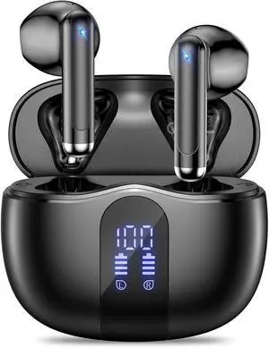 Wireless Earbuds, Bluetooth 5.4 Ear Buds with Power Display Charging Case, Stereo Deep Bass Headphones with 50H Playtime, IPX7 Waterproof, for Laptop, Android/iOS, Pad, Black Wireless Earbuds, Bluetooth 5.4 Ear Buds with Power Display Charging Case, Stereo Deep Bass Headphones with 50H Playtime, IPX7 Waterproof, for Laptop, Android/iOS, Pad, Black