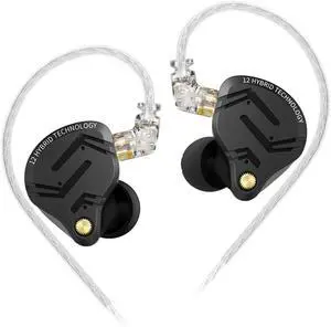 KZ ZS12 PRO X in Ear Monitor IEM Headphones,1DD+5BA Hybrid Wired Gaming Earbuds,KZ in Ear Monitor Gaming Earbuds Earphones with 2PIN Cable for Audiophile (Dark Black, NO Microphone)