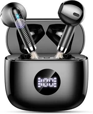 Wireless Earbuds, 2025 Bluetooth Headphones 5.4 HiFi Stereo, in-Ear Ear buds with 4 ENC Noise Cancelling Mics, 40H Playtime Sport Ear Buds with Charging Case, IP7 Waterproof Earphones with LED Display