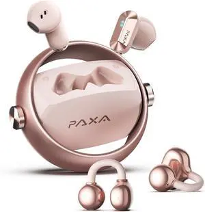 2 in 1 Clip on Open Ear Headphones Wireless Earbuds, 0 Delay Bluetooth 6.0, Ultra-long 140H Play, Auto L-R Recognition Touch Control, Hybrid Noise Reduction for Work Fitness Daily Use,Ctbuds Rose Gold