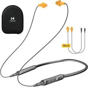MIPEACE Bluetooth Earplug Headphones, Neckband Ear Protection Work earbuds-29db Noise Reduction Safety Headphones with Replacement Buds,19+Hour Battery for Lawn Mowing DIY (Grey)