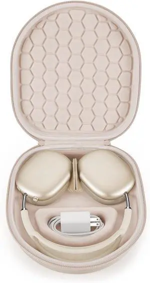 Smart Case for New Apple AirPods Max Supports Sleep Mode, Hard Organizer Portable Carry Travel Cover Storage Bag (Starlight)