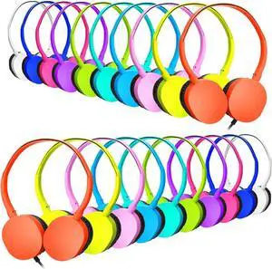 20 Pack Classroom Headphones Bulk for School Students Kids Children, Durable Headsets Classroom Earphones for Chromebook, Computer, Laptop and More (PU102, 20 Mixed)