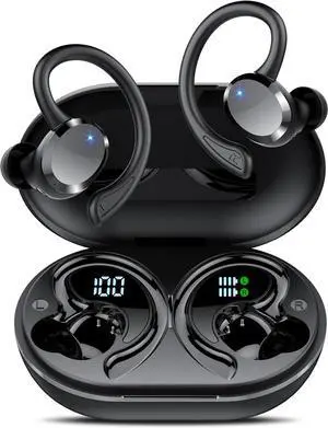 Ear buds Wireless Bluetooth Earbuds, Bluetooth 5.4 Headphones 68hrs Playtime Sport Earphones with LED Display ENC Noise Cancelling Mic, IPX7 Waterproof Earbuds with Hook for Sports/Workout/Running