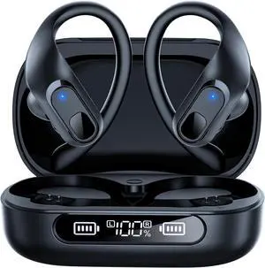 occiam Wireless Bluetooth Earbuds Sport Ear Buds Workout Headphones 96H Playback in-Ear Earphones with Earhooks Buit-in Mic Button Control Bass Stereo Headset for Gym Exercise Running (Black)