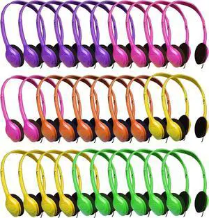 30 Pack Bulk Headphones for Kids Multi Color Headphones for School Classroom Students Teen Boys Girls and Adult