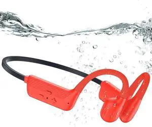 Swimming Headphones, IP68 Waterproof Bone Conduction Headphones with 32GB Memory, Bluetooth 5.4 Open Earphones, Wireless Underwater Earbuds for Swimming, Running, SportsOrange