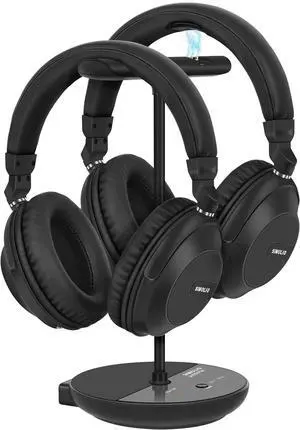 SIMOLIO 737D Plus Wireless Headphones for TV Watching with Cinema and Clear Dialog Modes, Volume Boosted Dual Headphones Bluetooth for Seniors, No Delay, TV & Bluetooth Mode, 164FT/50M