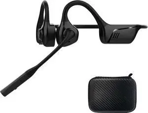 Open Ear Bluetooth Headphones with Microphone, Noise Cancelling Wireless Headset with Mute Button, Supports aptX/aptX-LL/aptX-HD, Designed for Meeting, Home Office,Driving -Not Bone Conduction(Grey)