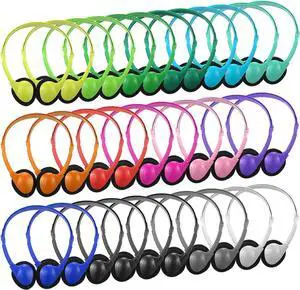 Konohan 32 Pack Headphones Bulk for School Student Classroom Set of Headphones Wire Headset Adjustable with 3.5 mm Jack for Adult(Multicolor)