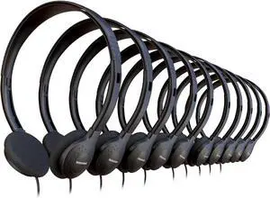 30 Pack Bulk Wired Headphones, On Ear with 3.5mm Jack, 4ft Tangle Free Cable, Comfortable Fit, Affordable and Cost Effective, Ideal for School Classroom Testing Students Events Groups, Black
