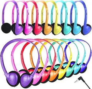 Kids Headphones Bulk 24 Pack for School Classroom,Wholesale Class Set Earphones for Students Children Toddler Teens Boys Girls Adult 3.5mm Jack Multi Color